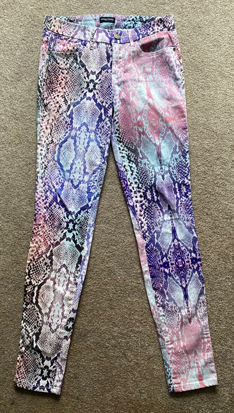 Marciano Skinny No. 61 Stretch Pants, Colorful Snakeskin Pattern, Size 25